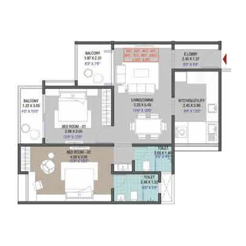 Menlo Skyora Bavdhan 3 BHK Floor Plan Image